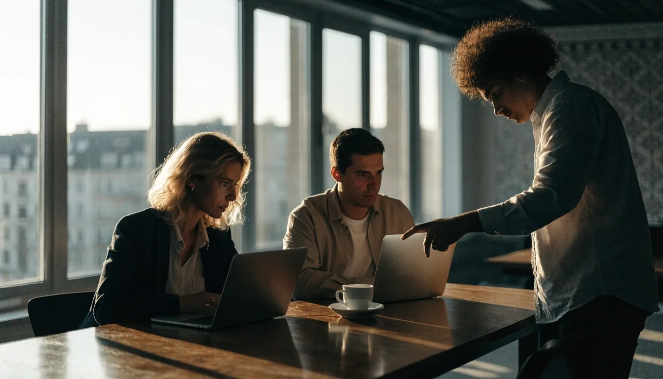 Besprechung im Münchner Büro zur Auswahl von Geschäftssoftware